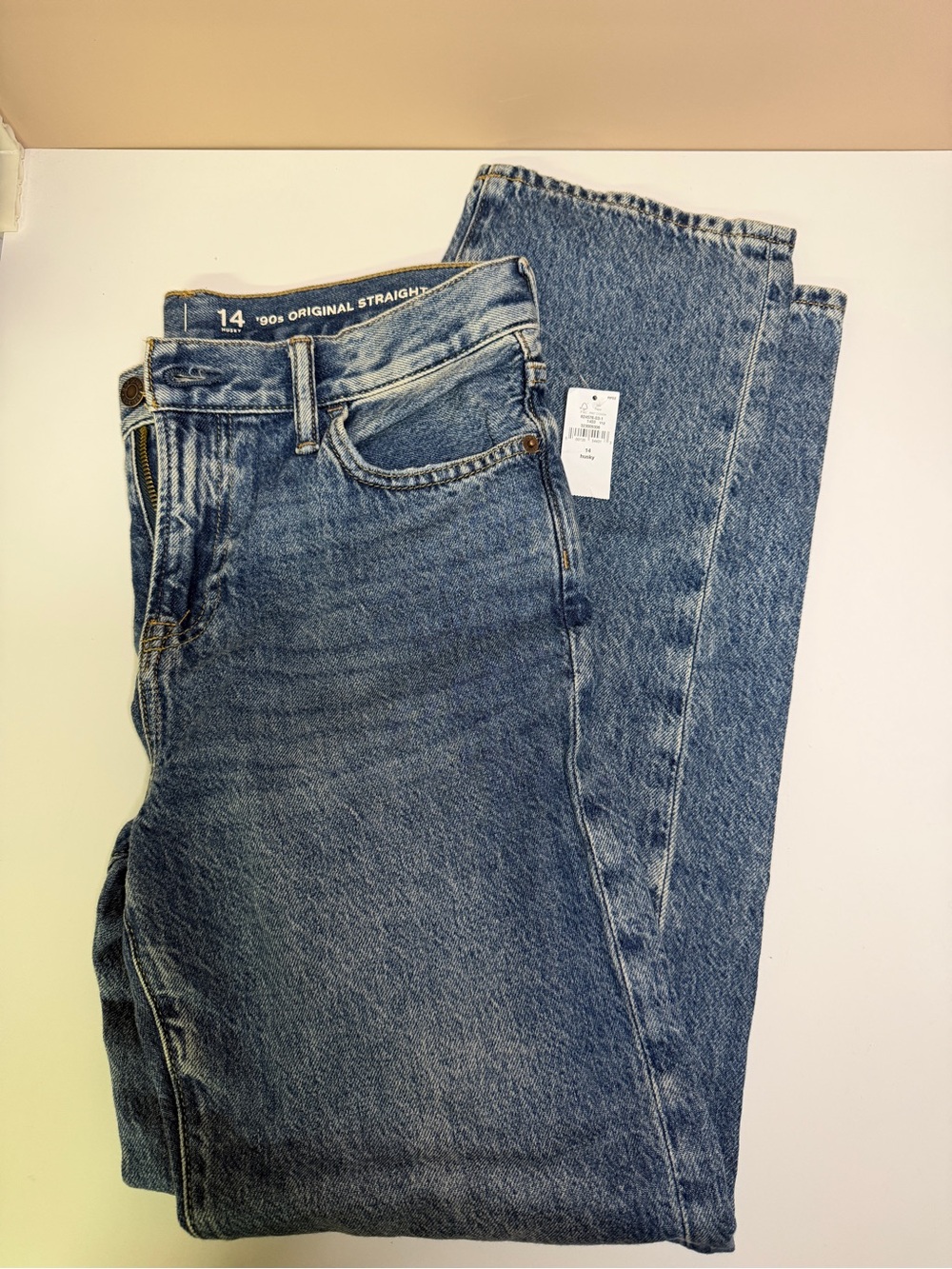 GAP, 90s Original Straight Blue Denim Jeans - Boys size 14 husky, NWT